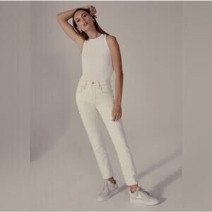Favorite Daughter The Erin High Rise Cream Straight Leg Jeans
